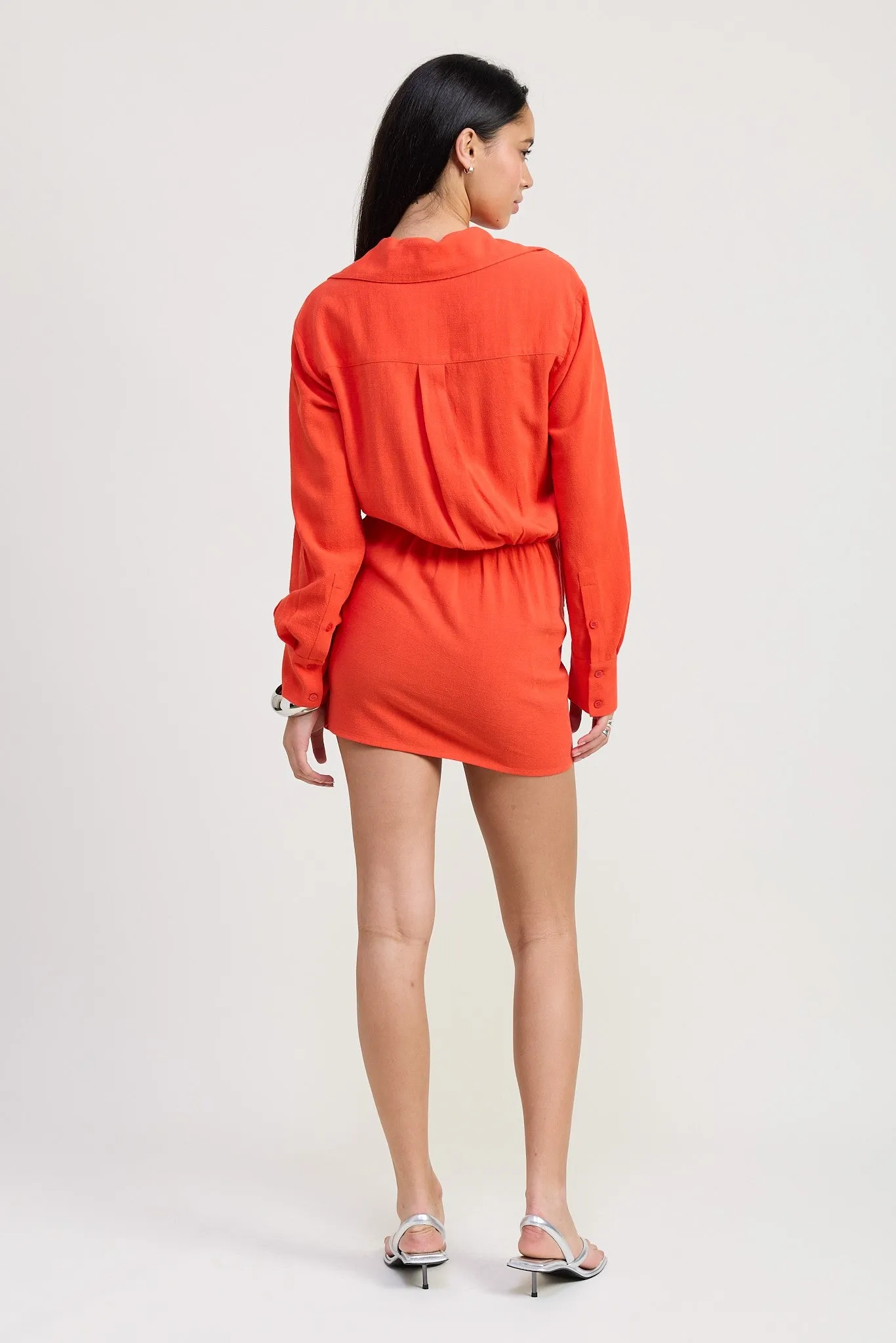 Long Sleeve Wrap Mini Dress