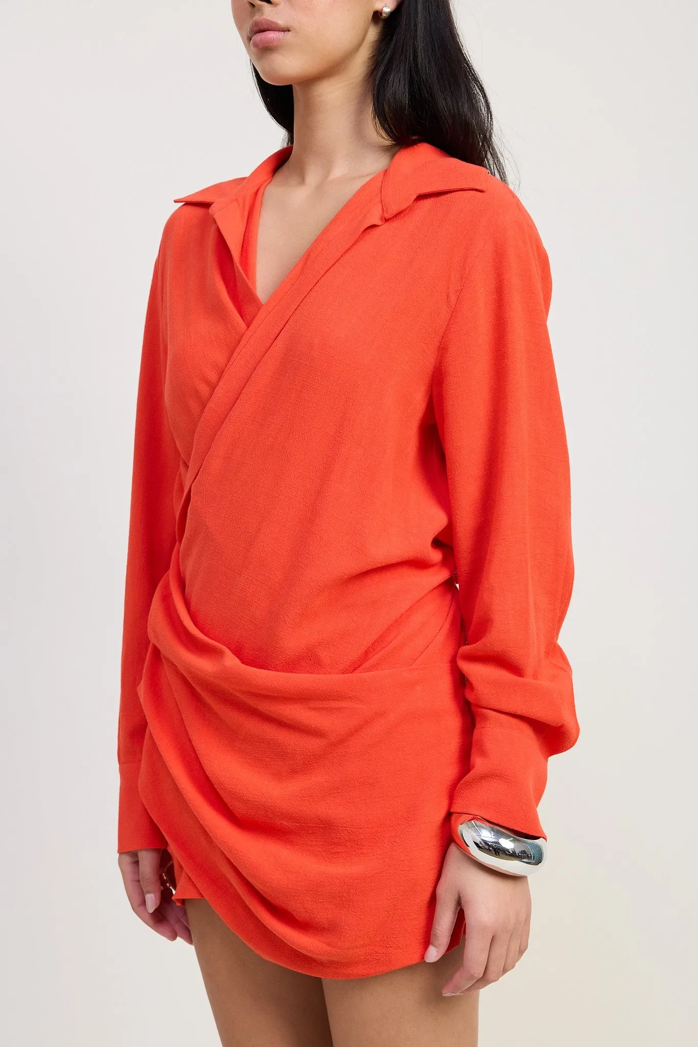 Long Sleeve Wrap Mini Dress
