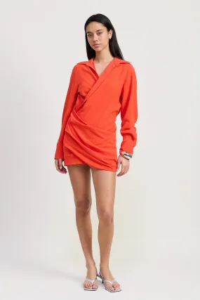 Long Sleeve Wrap Mini Dress