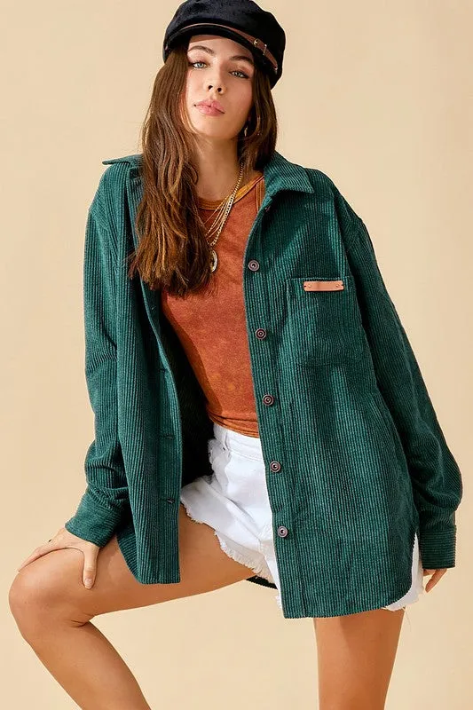 Madera Shacket | Solid Polyester Shacket With Button Closure & Collar Neckline