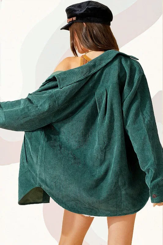 Madera Shacket | Solid Polyester Shacket With Button Closure & Collar Neckline