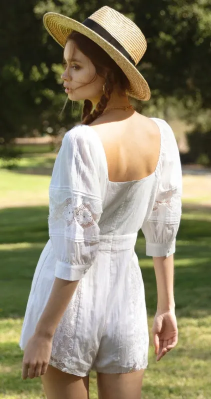 Melissa Lace Mix Romper White