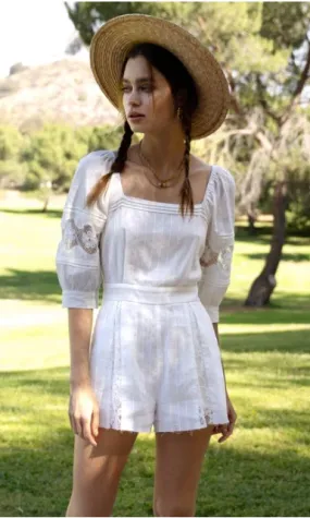 Melissa Lace Mix Romper White