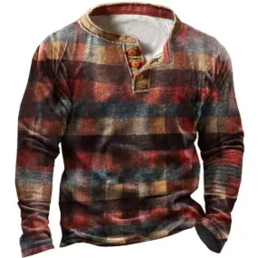 Men's Check Style Long Sleeve T-Shirt