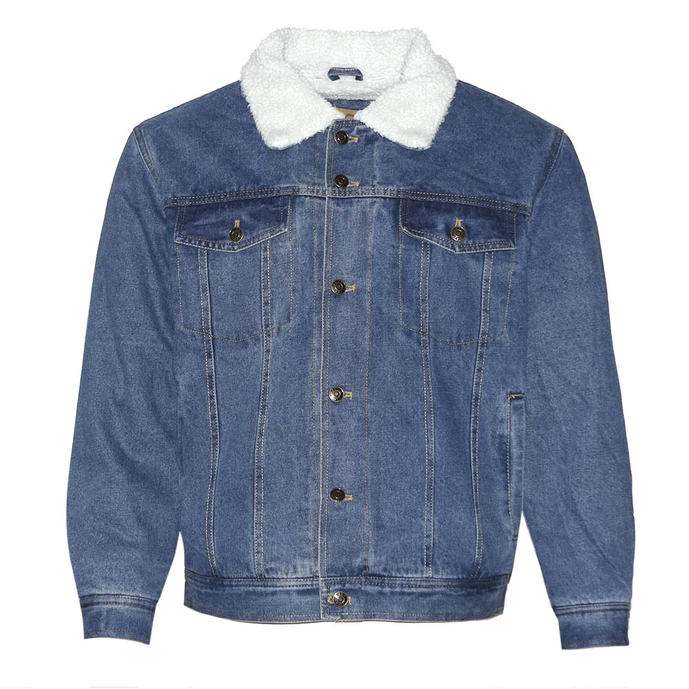Men's Denim Sherpa Jacket Classic Cotton Button Up Fleece Lined Trucker Jean