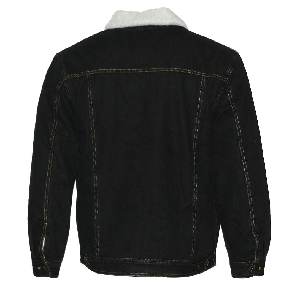 Men's Denim Sherpa Jacket Classic Cotton Button Up Fleece Lined Trucker Jean