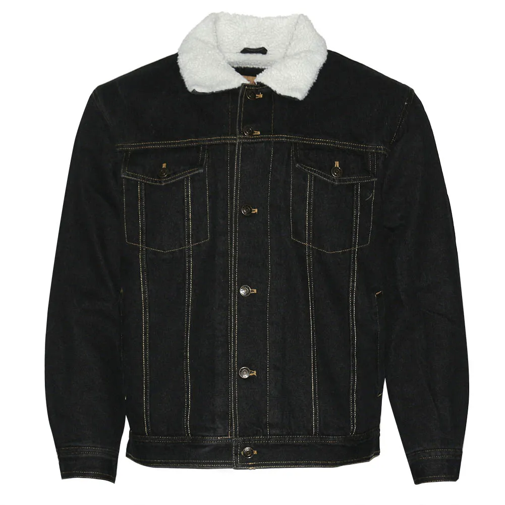 Men's Denim Sherpa Jacket Classic Cotton Button Up Fleece Lined Trucker Jean
