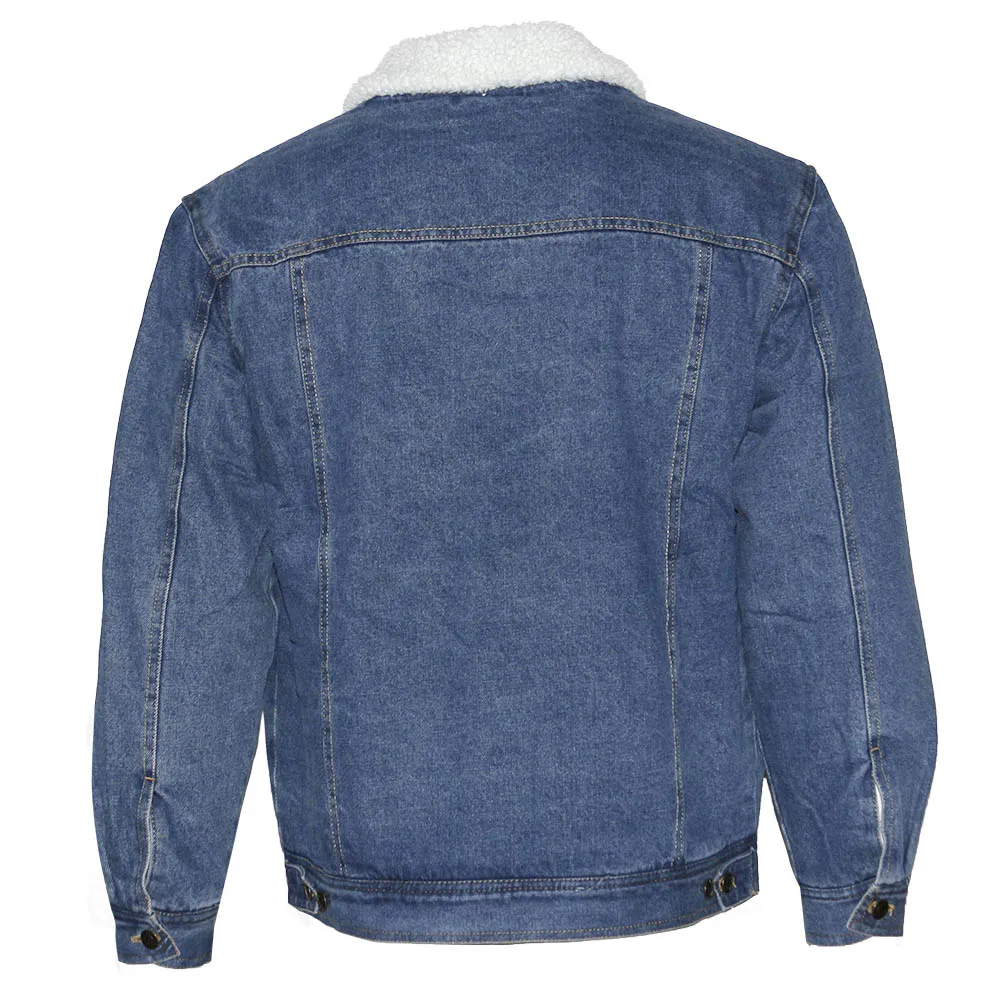Men's Denim Sherpa Jacket Classic Cotton Button Up Fleece Lined Trucker Jean