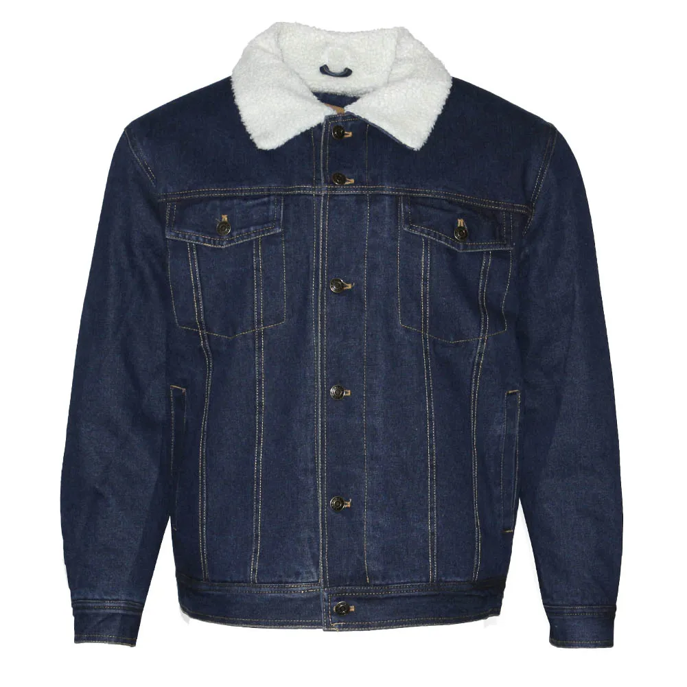 Men's Denim Sherpa Jacket Classic Cotton Button Up Fleece Lined Trucker Jean