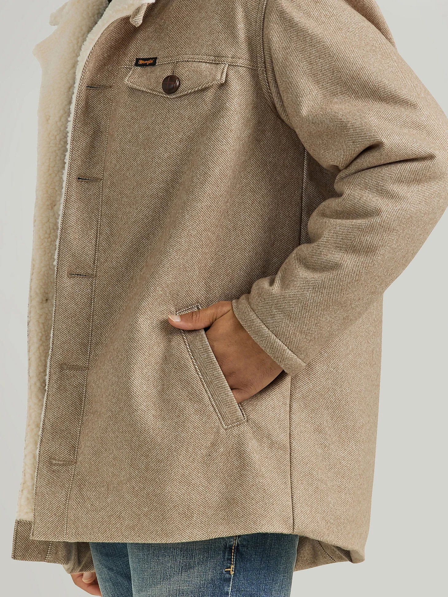 Men's Tweed Sherpa Lined Heavy Jacket - Neutral Brown