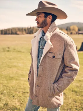 Men's Tweed Sherpa Lined Heavy Jacket - Neutral Brown