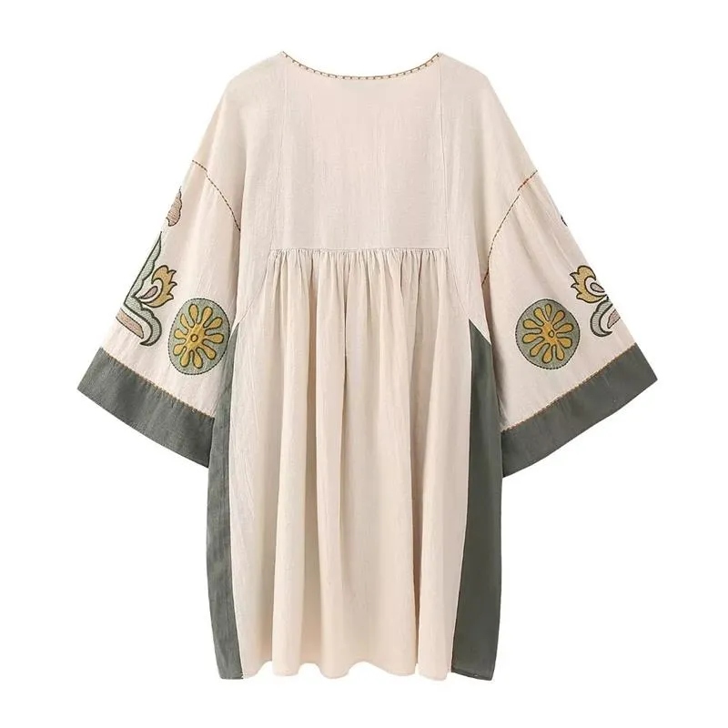 Merin Embroidery Mini Tunic Dress