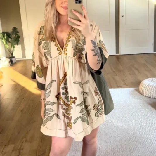 Merin Embroidery Mini Tunic Dress