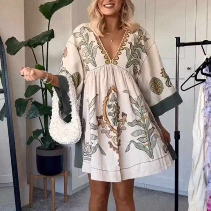 Merin Embroidery Mini Tunic Dress