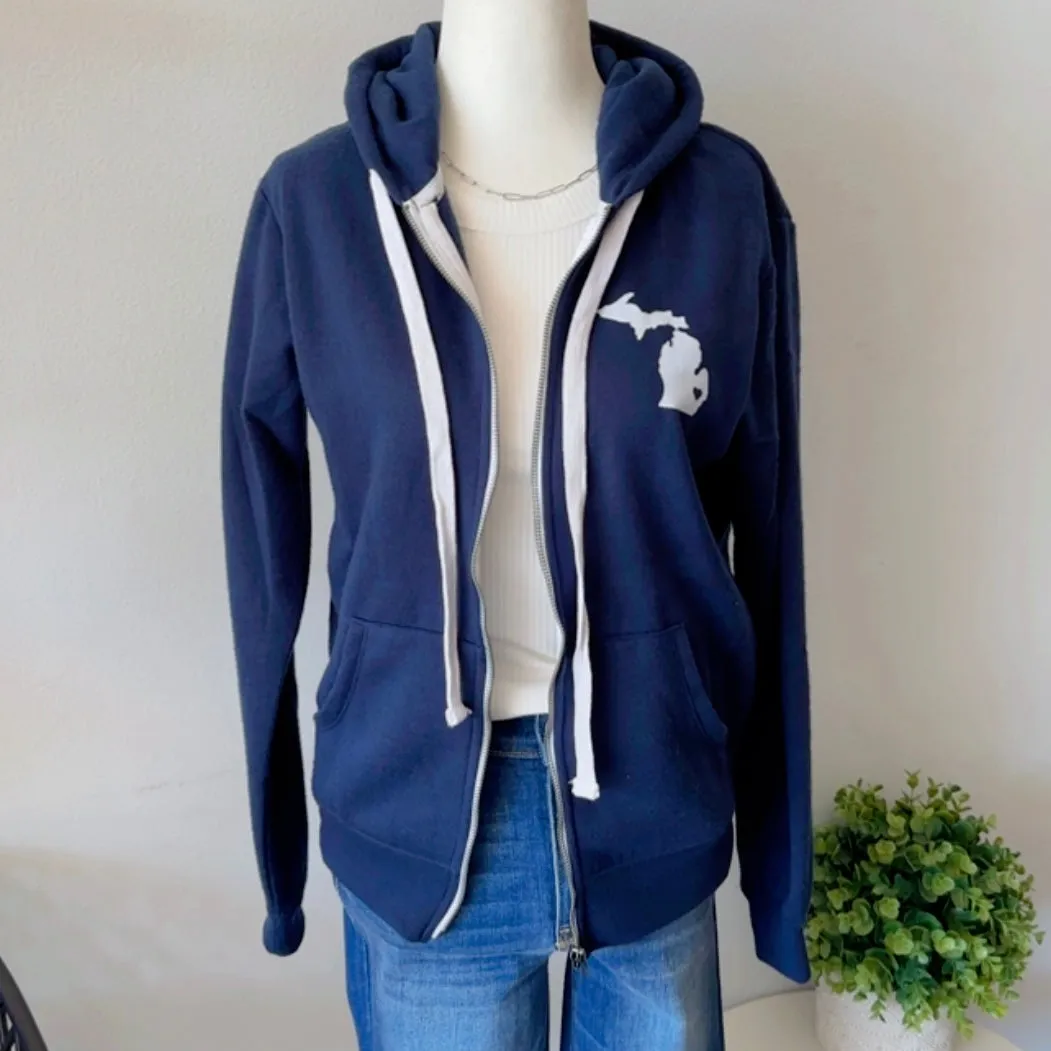 Michigan Zip Up Hoodie (Navy)