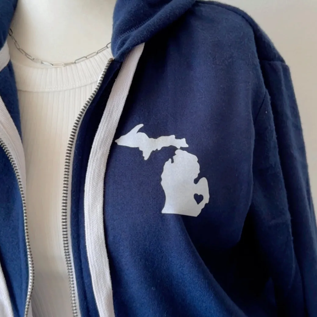 Michigan Zip Up Hoodie (Navy)