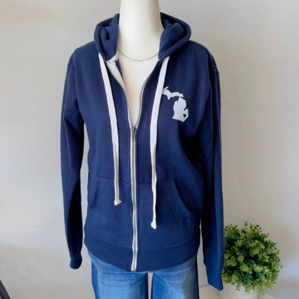 Michigan Zip Up Hoodie (Navy)