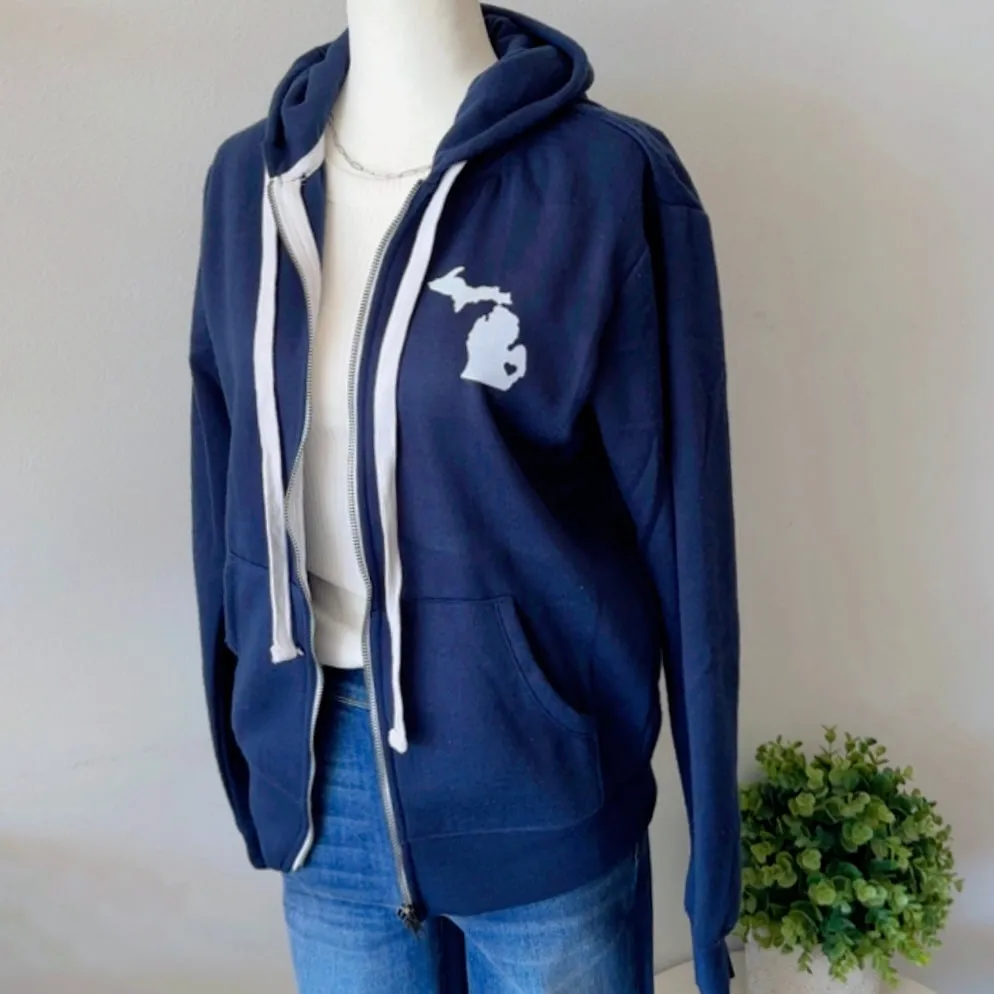Michigan Zip Up Hoodie (Navy)