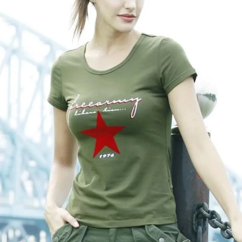 Military Star Printed Cotton Tees