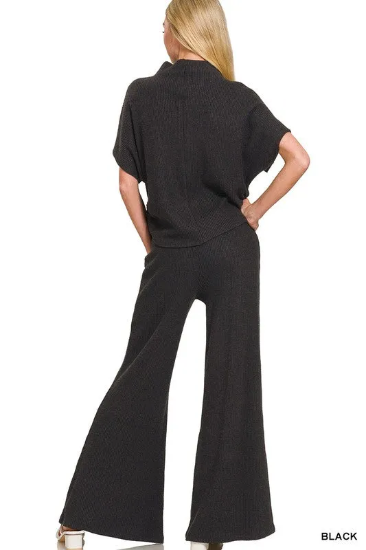 Mock Neck Shirred Sweater