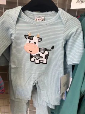 Moo Cow Boy's Applique Romper