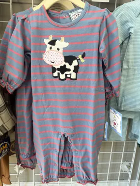 Moo Cow Girl's Applique Romper