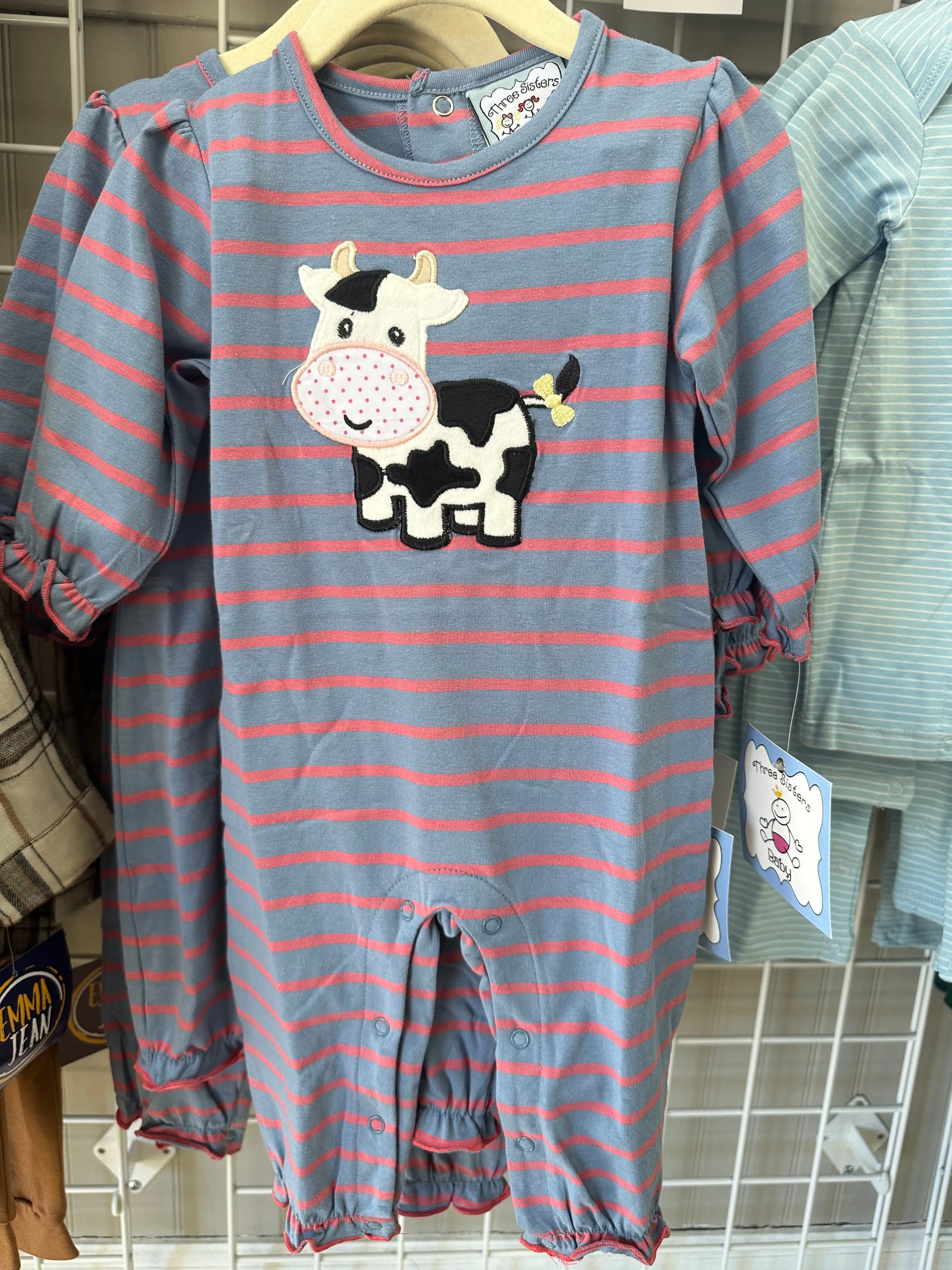 Moo Cow Girl's Applique Romper