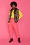 Multicolor Fox Non-Shredding Rex Rabbit Fur Vest