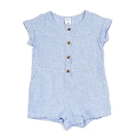 Old Navy Blue White Striped Girls Romper 3-6M