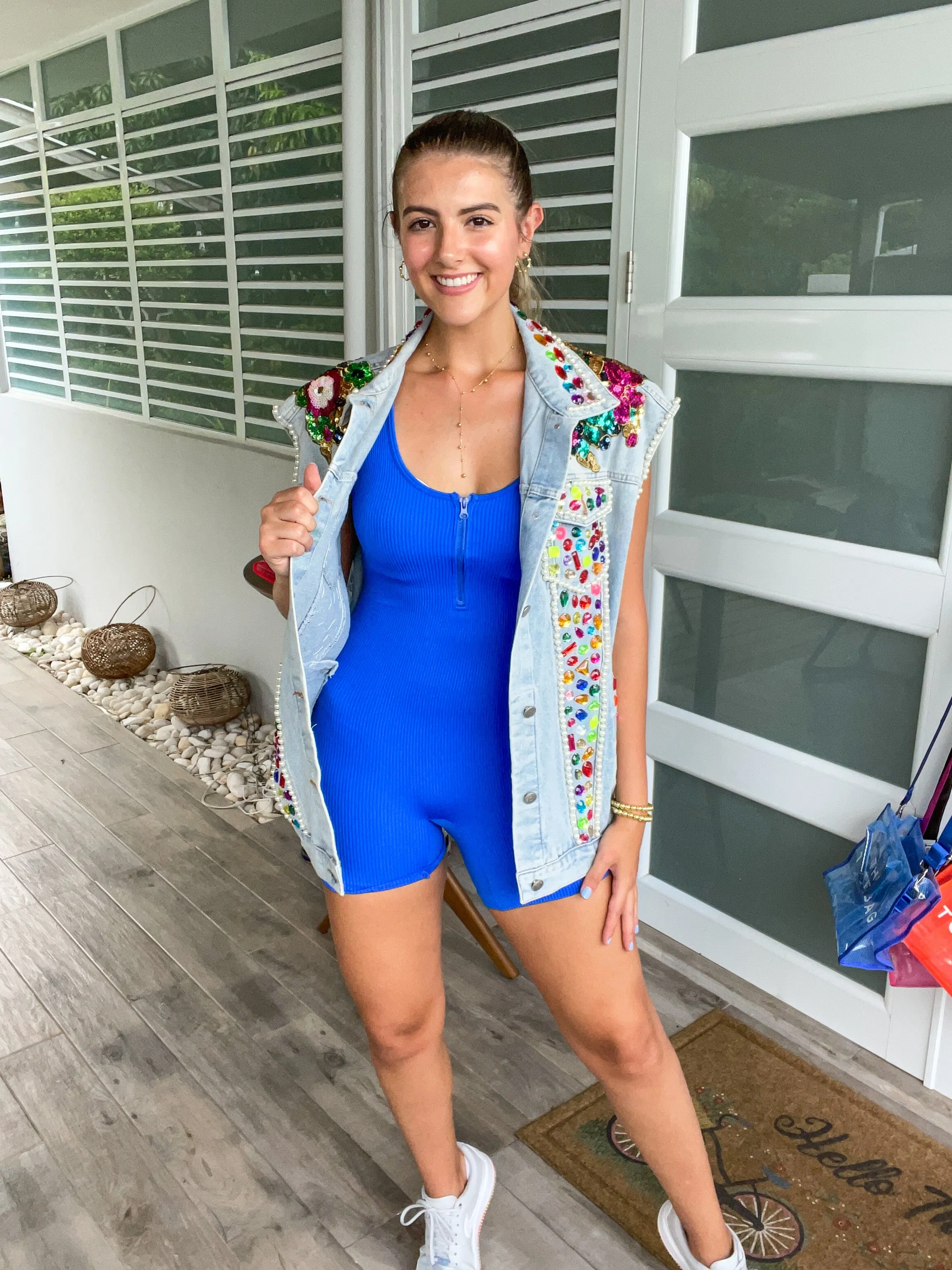 ONE SIZE ZIP RIB TANK ROMPER