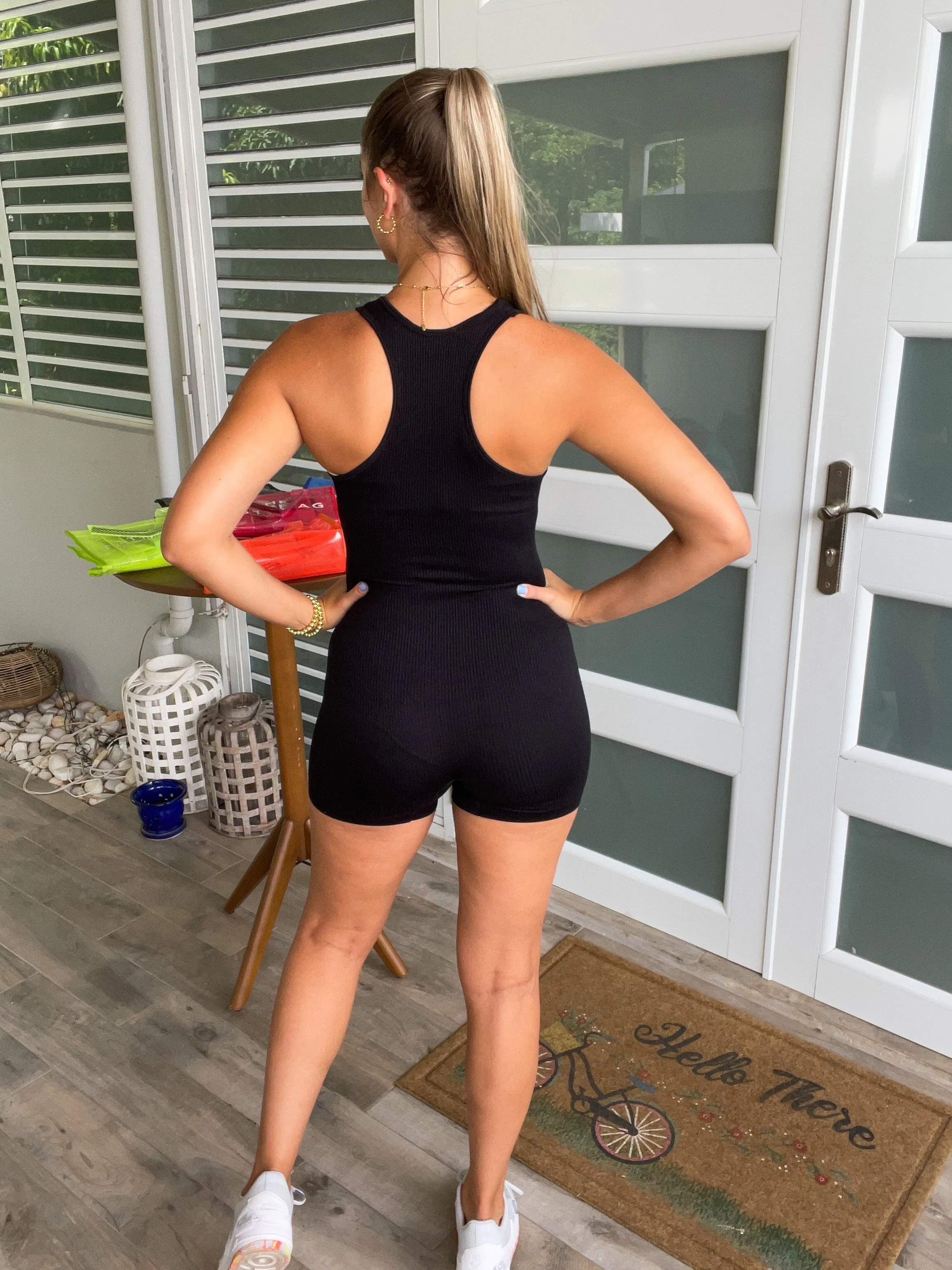 ONE SIZE ZIP RIB TANK ROMPER