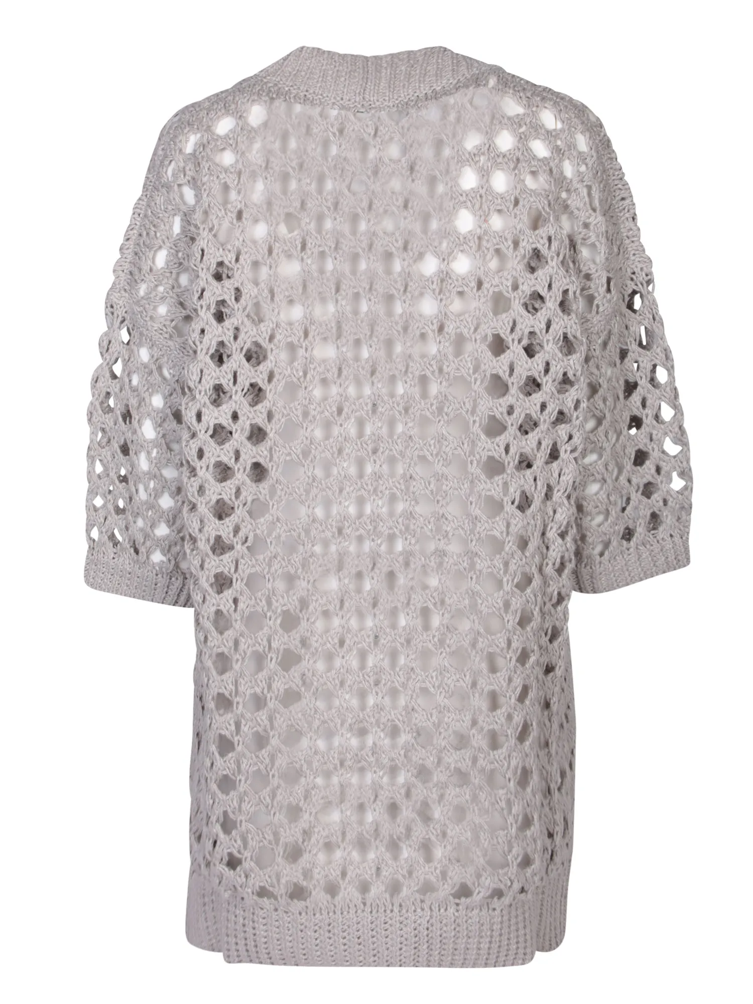 Openwork knit beige cardigan