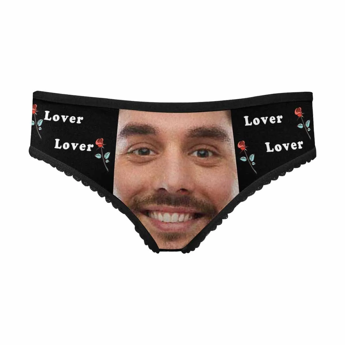 Personalized Face Underwear Custom Valentine Rose Women's High-cut Briefs Gift for Girlfriend or Wife