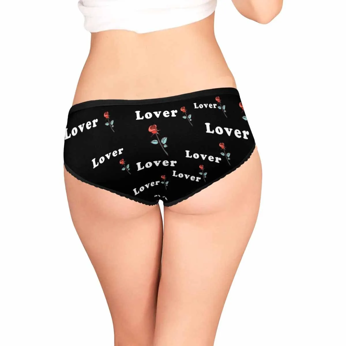 Personalized Face Underwear Custom Valentine Rose Women's High-cut Briefs Gift for Girlfriend or Wife