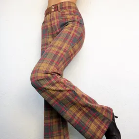 Plaid Flare Trousers - XS/S