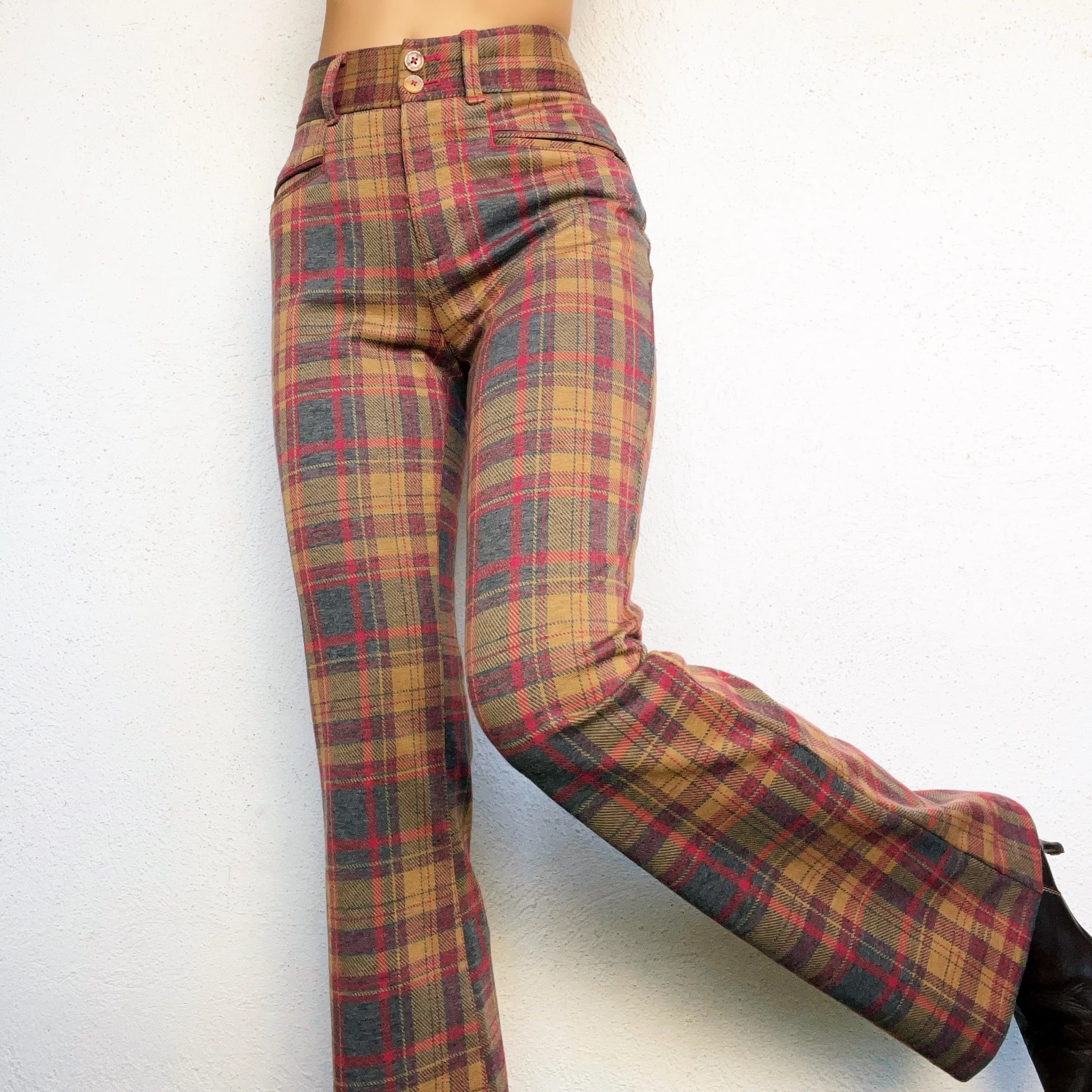 Plaid Flare Trousers - XS/S