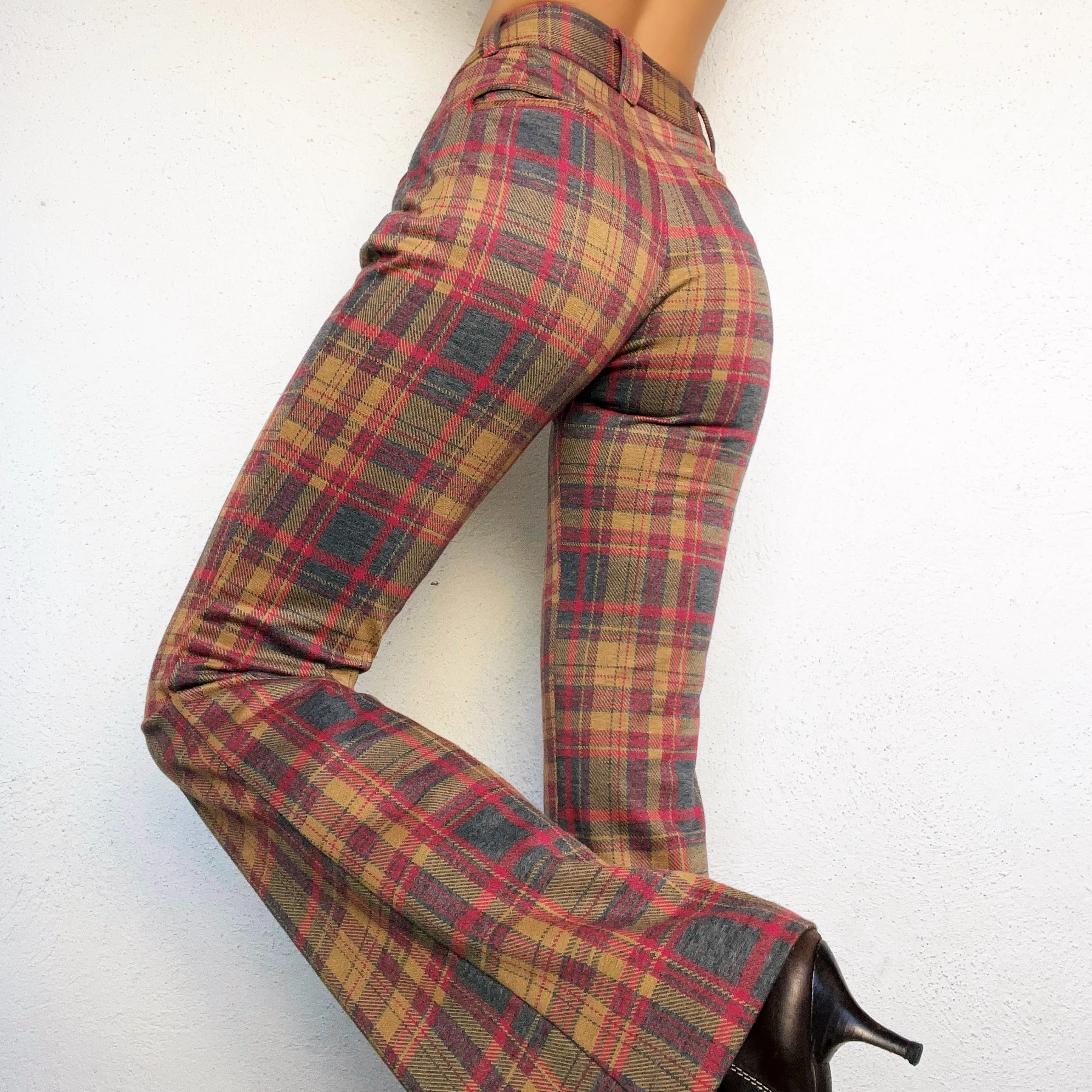 Plaid Flare Trousers - XS/S