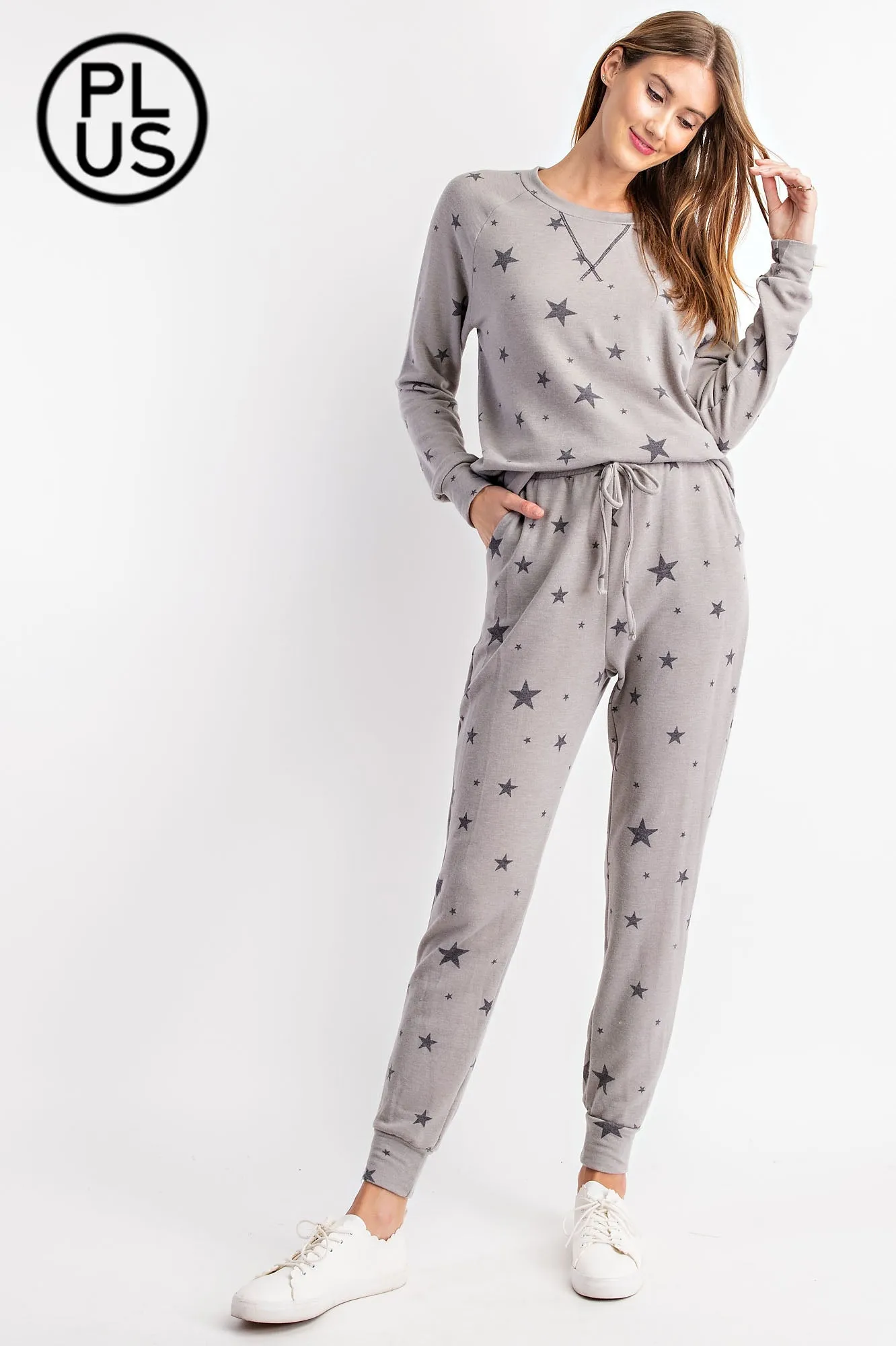 PLUS SIZE STAR PRINT JOGGERS BY RAE MODE