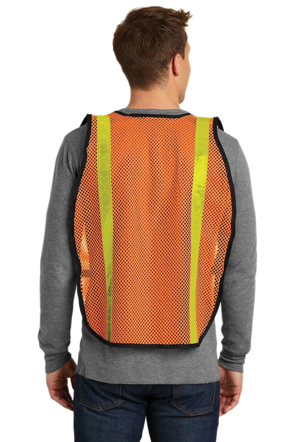 Port Authority Mesh Enhanced Visibility Custom Vests, Safety Orange
