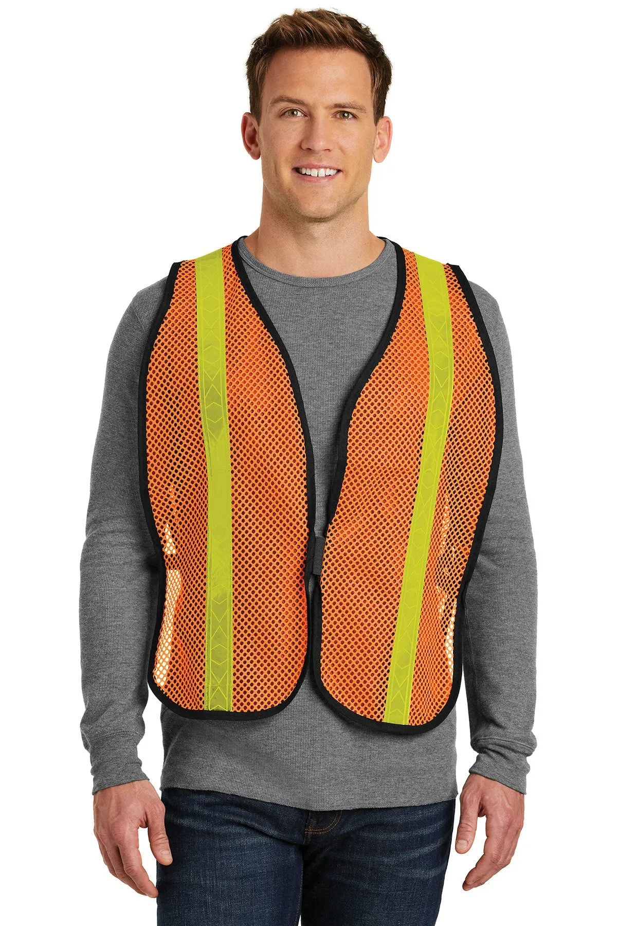 Port Authority Mesh Enhanced Visibility Custom Vests, Safety Orange