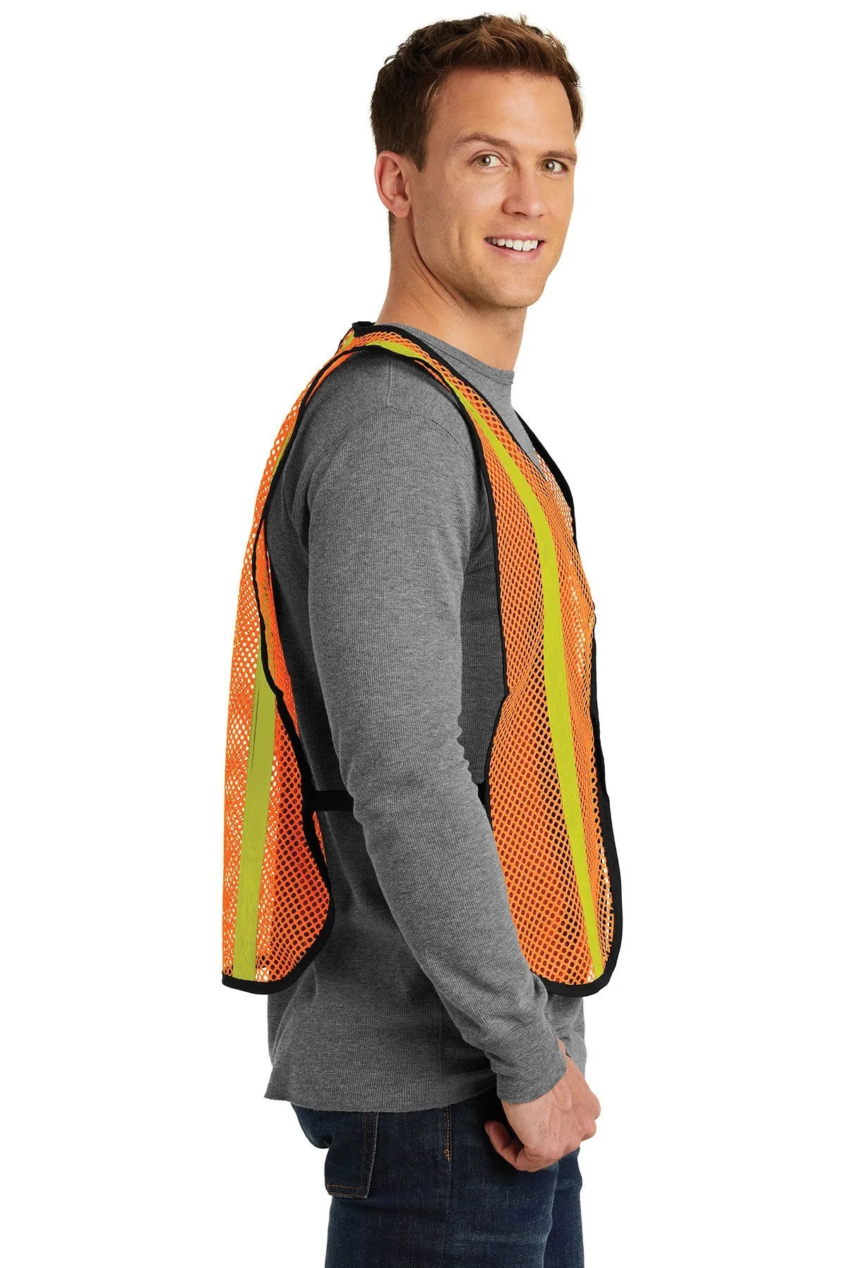 Port Authority Mesh Enhanced Visibility Custom Vests, Safety Orange