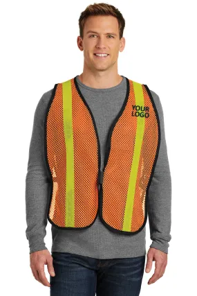 Port Authority Mesh Enhanced Visibility Custom Vests, Safety Orange