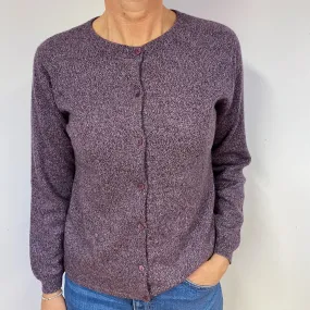 Purple Marl Cashmere Crew Neck Cardigan Medium