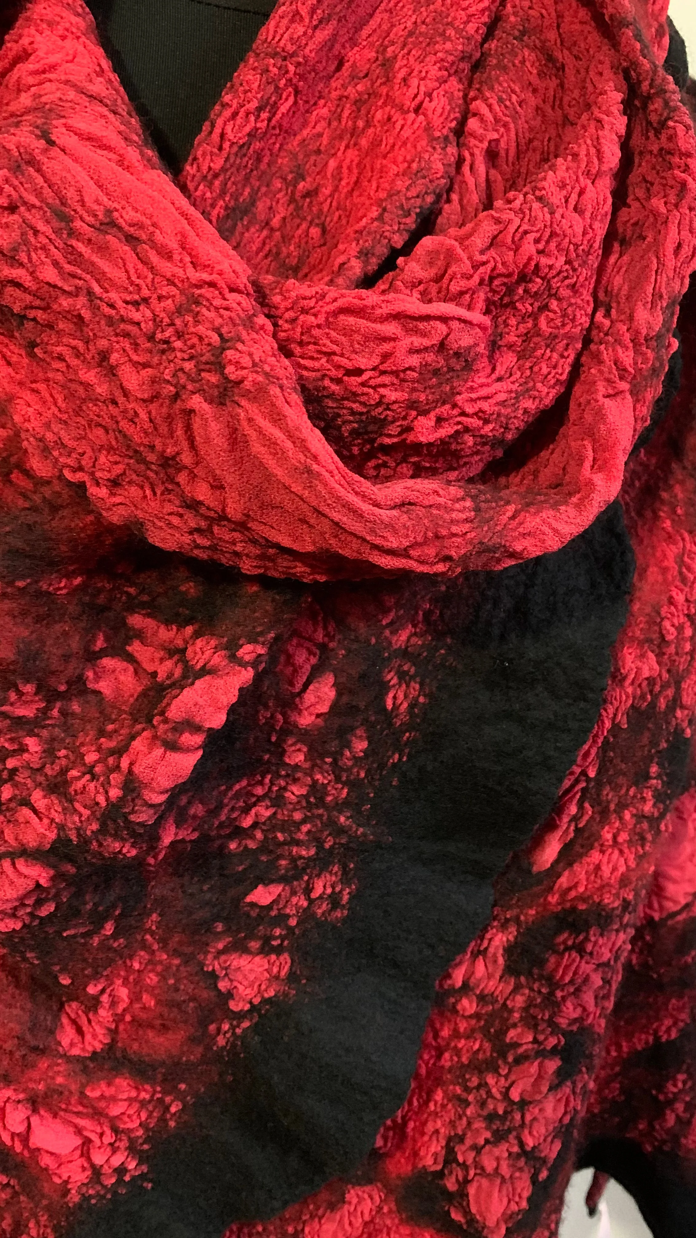 Red and Black Felted Scarf
