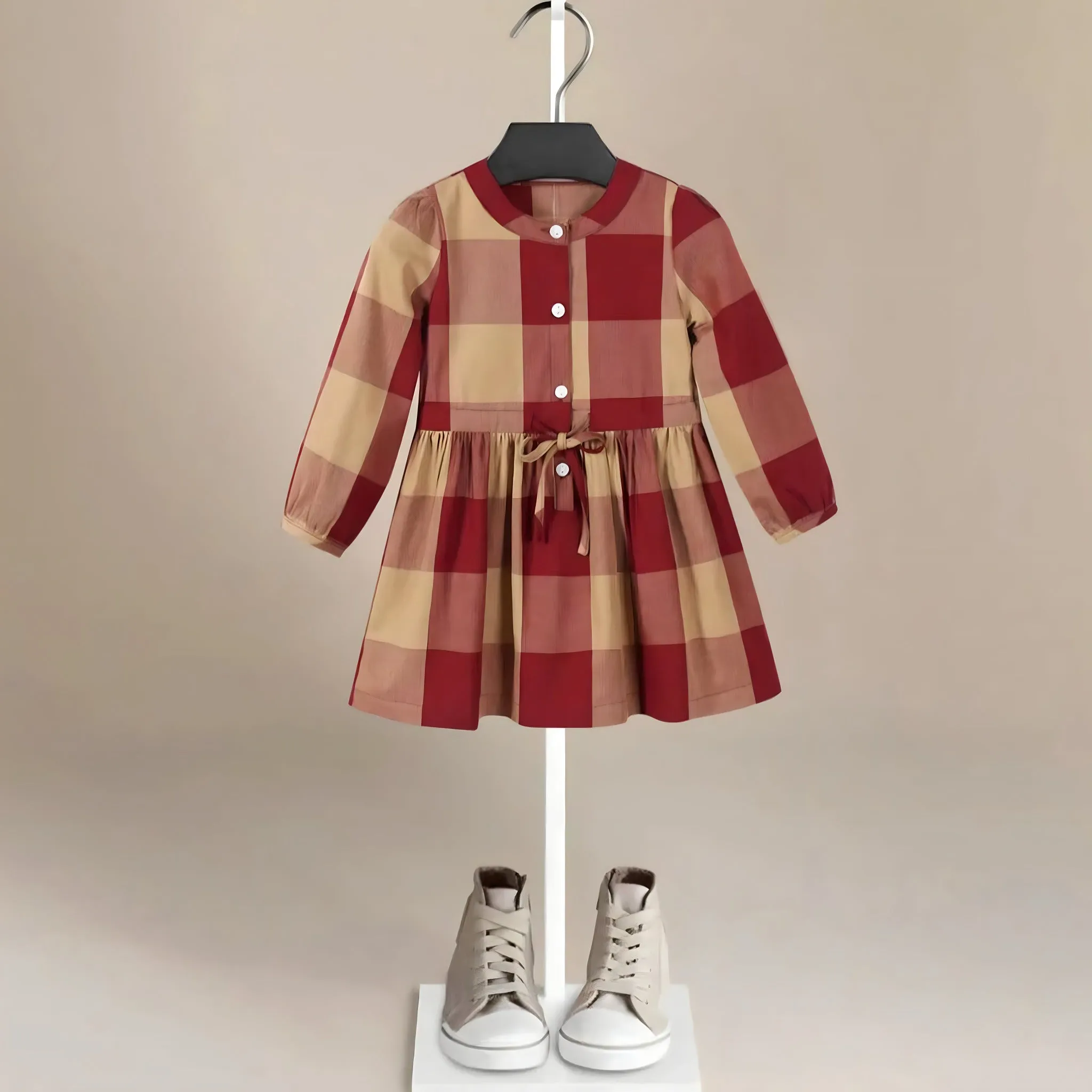 Red Plaid Vintage Cotton Dress