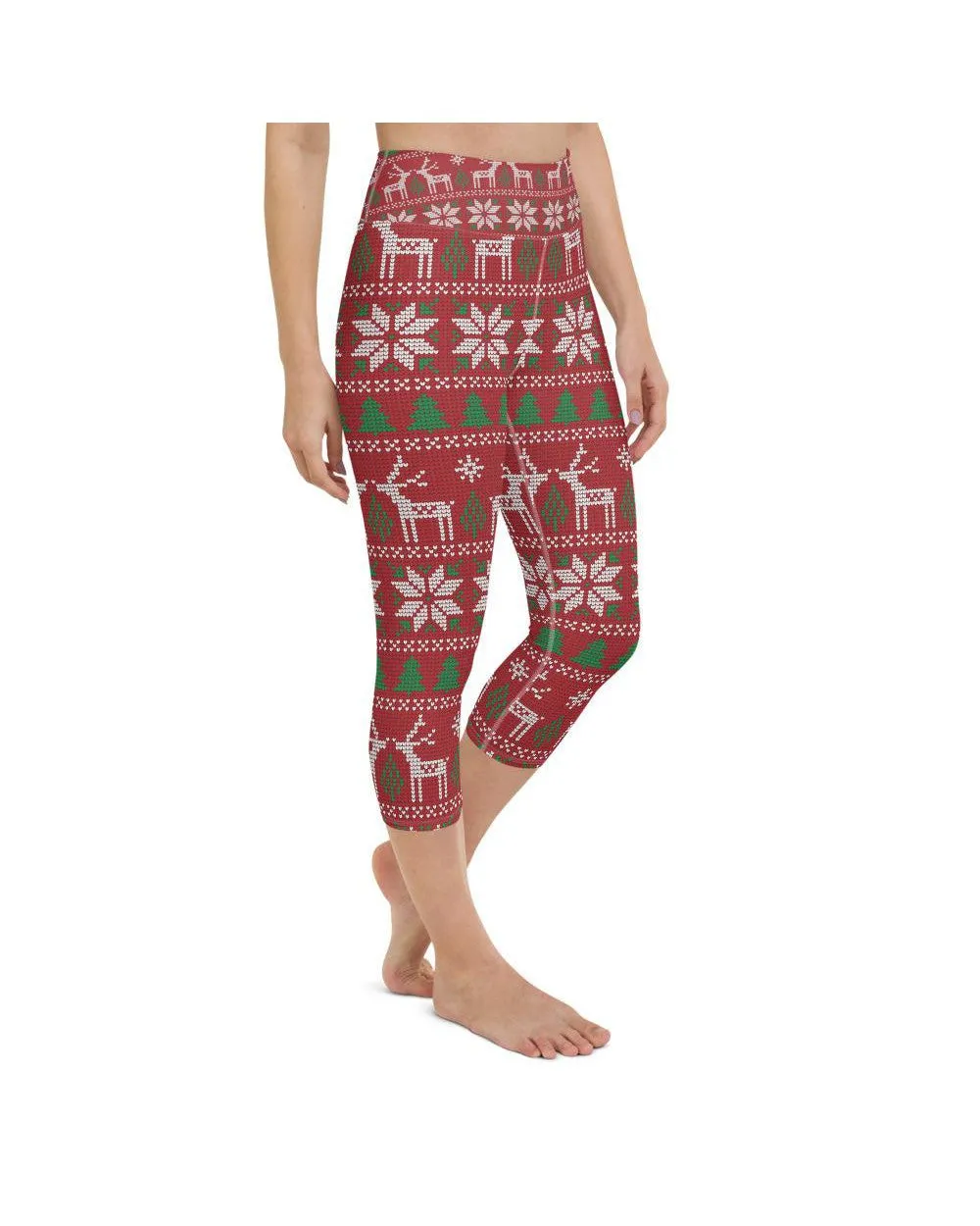 Red Ugly Christmas Yoga Capris