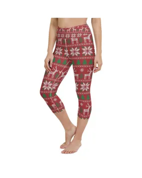 Red Ugly Christmas Yoga Capris