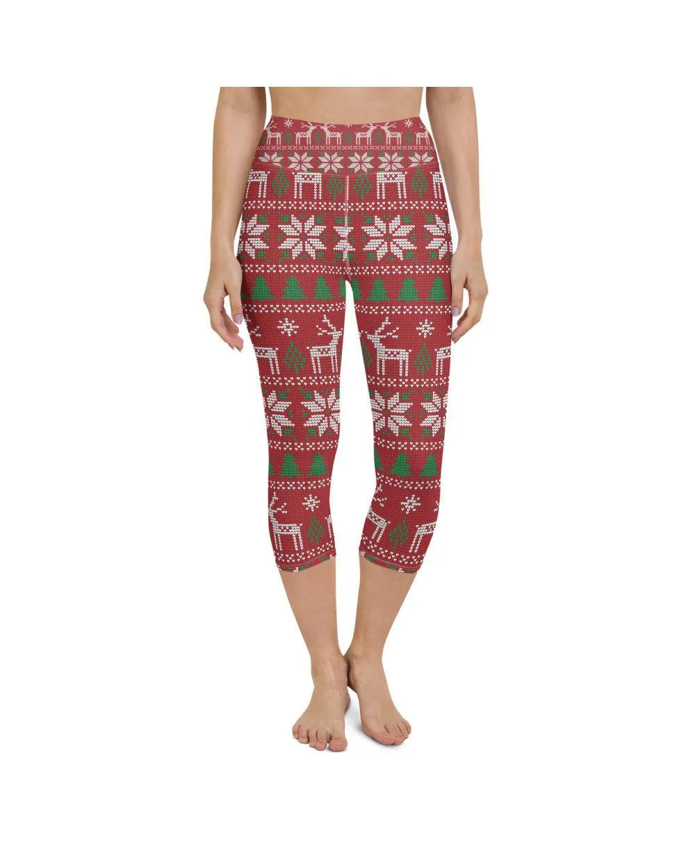 Red Ugly Christmas Yoga Capris