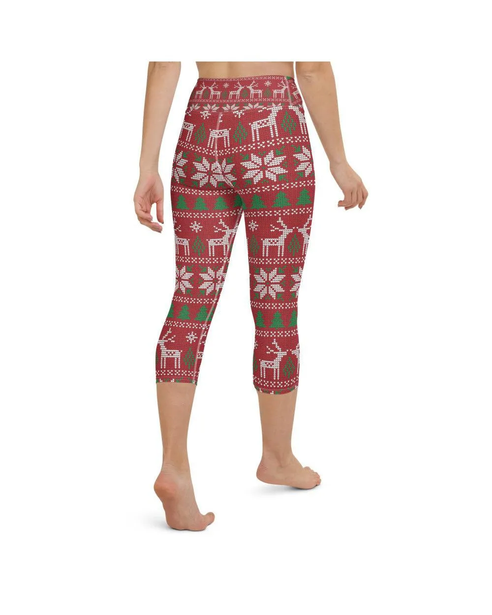 Red Ugly Christmas Yoga Capris