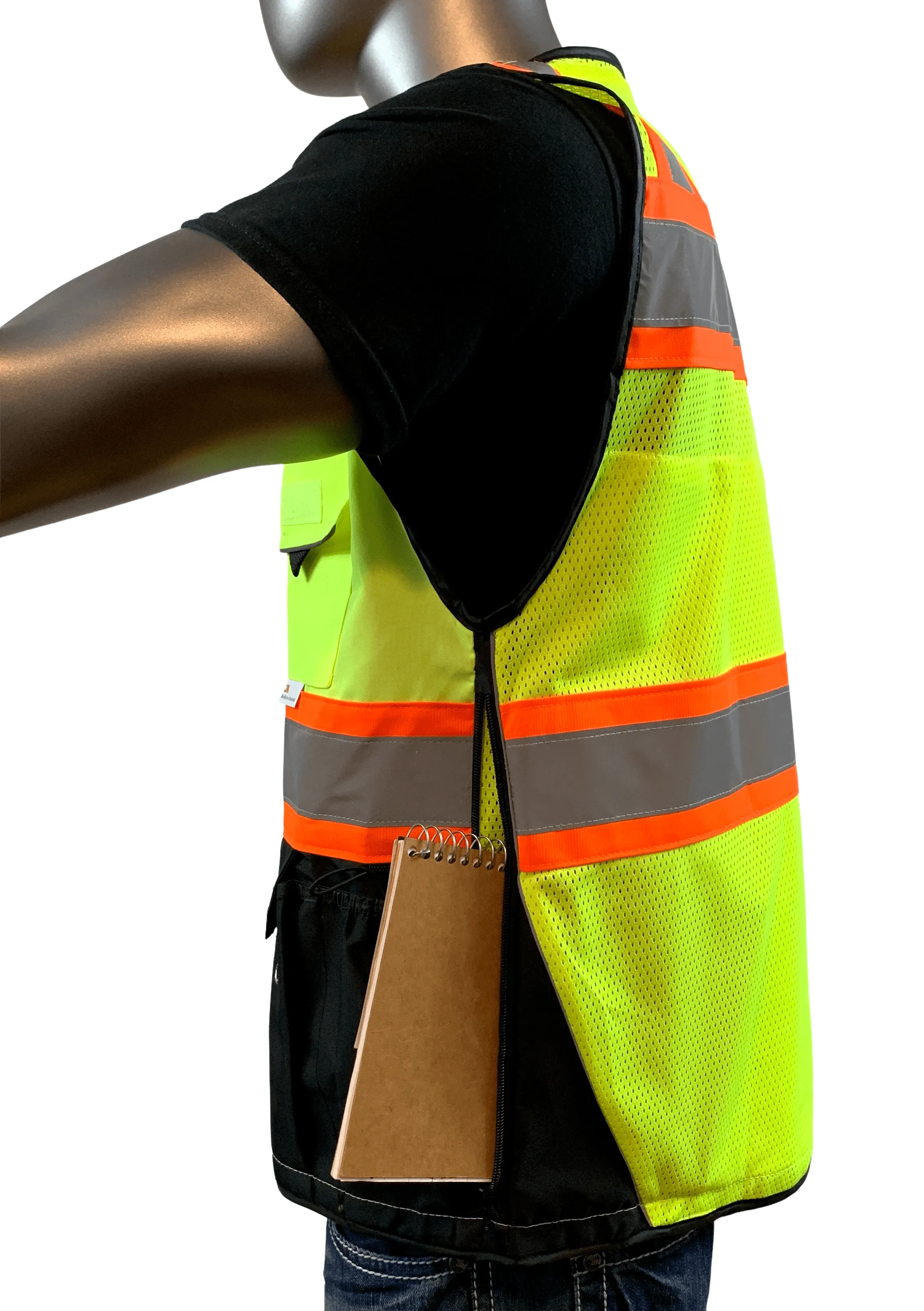 REXZUS C Vest For Mens  Black Series Serveyors Utility Pockets Safety Vests Premium Black Series Serveyors Vest